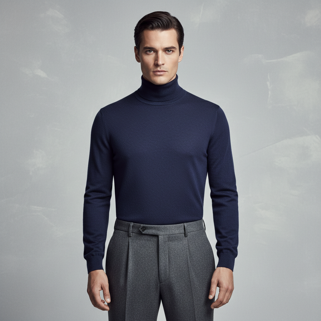 Man in navy turtleneck